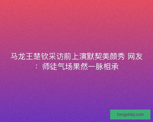 马龙王楚钦采访前上演默契美颜秀 网友：师徒气场果然一脉相承