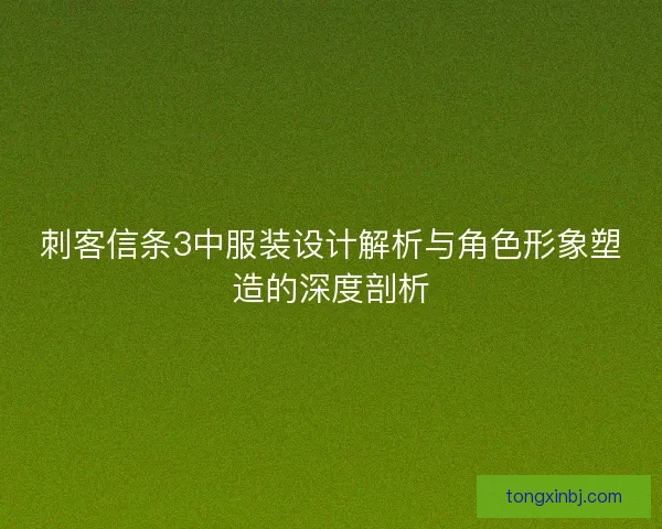 刺客信条3中服装设计解析与角色形象塑造的深度剖析