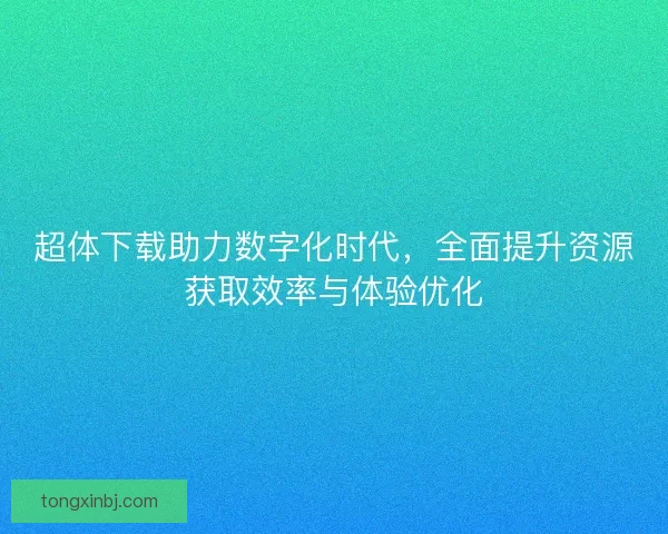 超体下载助力数字化时代，全面提升资源获取效率与体验优化