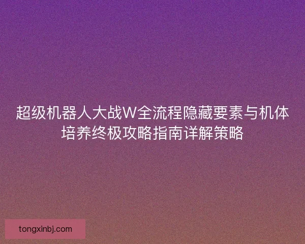 超级机器人大战W全流程隐藏要素与机体培养终极攻略指南详解策略