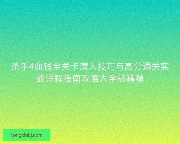 杀手4血钱全关卡潜入技巧与高分通关实战详解指南攻略大全秘籍精