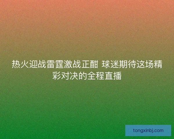 热火迎战雷霆激战正酣 球迷期待这场精彩对决的全程直播